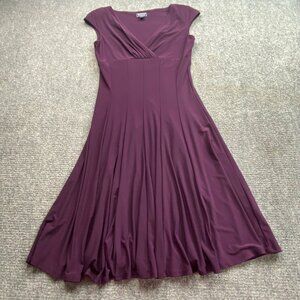 American Living‎ Dress Women's 6 Purple Sleeveless V-Neck Flared Skirt Stretch